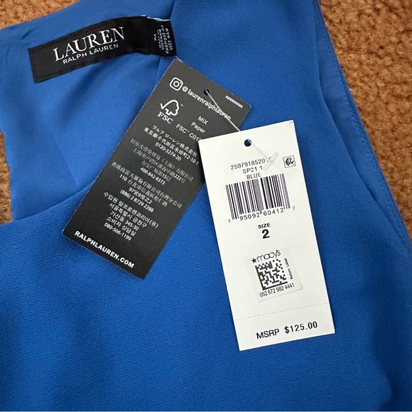 Lauren Ralph Lauren Georgette Ruffle Trimmed Tiered Lined Shift Dress Size 2 NEW - Picture 5 of 8